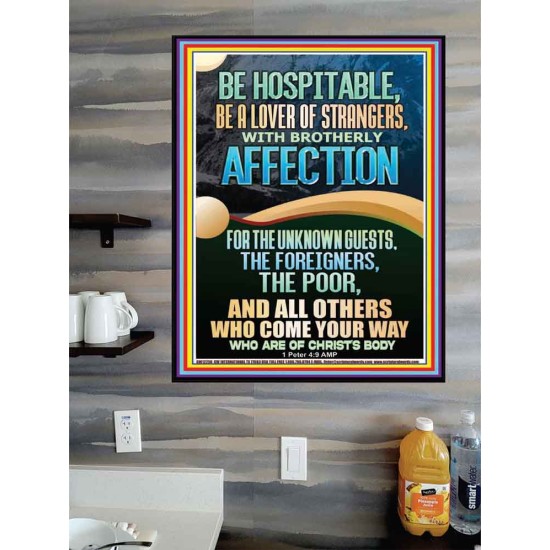 BE HOSPITABLE BE A LOVER OF STRANGERS WITH BROTHERLY AFFECTION  Christian Wall Art  GWPOSTER12256  