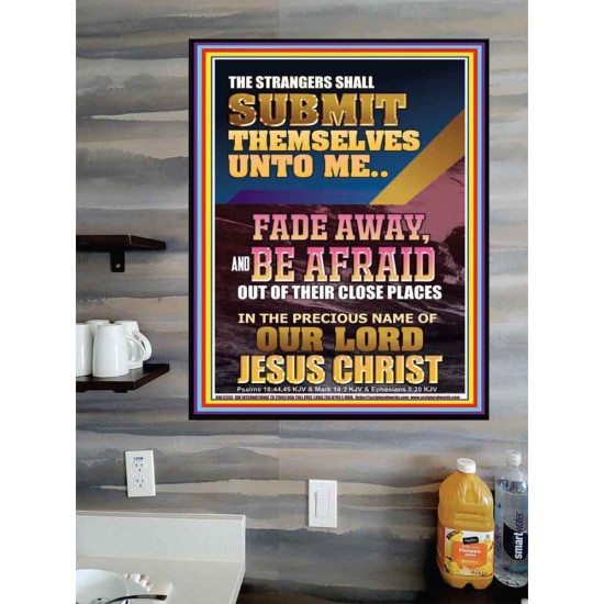 STRANGERS SHALL SUBMIT THEMSELVES UNTO ME  Bible Verse for Home Poster  GWPOSTER12352  