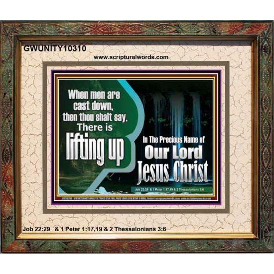 YOU ARE LIFTED UP IN CHRIST JESUS  Custom Christian Artwork Portrait  GWUNITY10310  