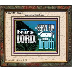 SERVE THE LORD IN SINCERITY AND TRUTH  Custom Inspiration Bible Verse Portrait  GWUNITY10322  