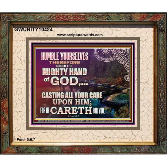 CASTING YOUR CARE UPON HIM FOR HE CARETH FOR YOU  Sanctuary Wall Portrait  GWUNITY10424  