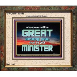 HUMILITY AND SERVICE BEFORE GREATNESS  Encouraging Bible Verse Portrait  GWUNITY10459  "25X20"