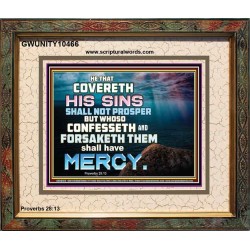 HE THAT COVERETH HIS SIN SHALL NOT PROSPER  Contemporary Christian Wall Art  GWUNITY10466  "25X20"