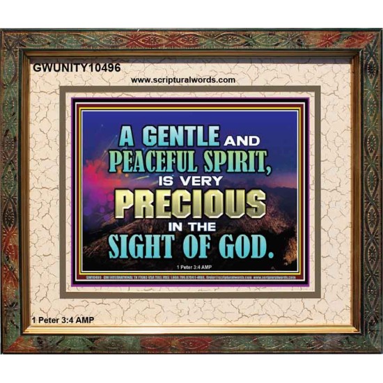 GENTLE AND PEACEFUL SPIRIT VERY PRECIOUS IN GOD SIGHT  Bible Verses to Encourage  Portrait  GWUNITY10496  