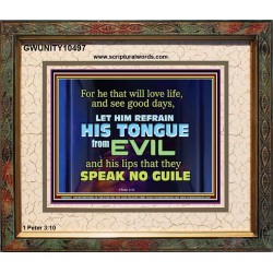 KEEP YOUR TONGUES FROM ALL EVIL  Bible Scriptures on Love Portrait  GWUNITY10497  "25X20"
