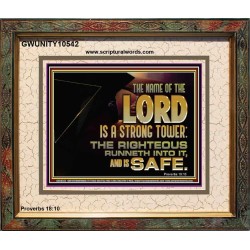 THE NAME OF THE LORD IS A STRONG TOWER  Contemporary Christian Wall Art  GWUNITY10542  "25X20"