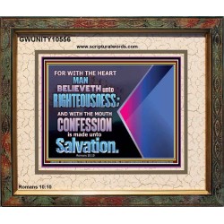 TRUSTING WITH THE HEART LEADS TO RIGHTEOUSNESS  Christian Quotes Portrait  GWUNITY10556  