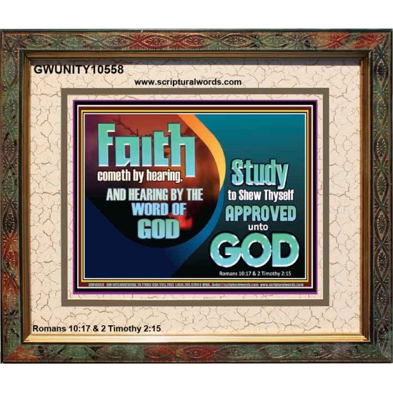 FAITH COMES BY HEARING THE WORD OF CHRIST  Christian Quote Portrait  GWUNITY10558  