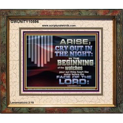 ARISE CRY OUT IN THE NIGHT IN THE BEGINNING OF THE WATCHES  Christian Quotes Portrait  GWUNITY10596  "25X20"