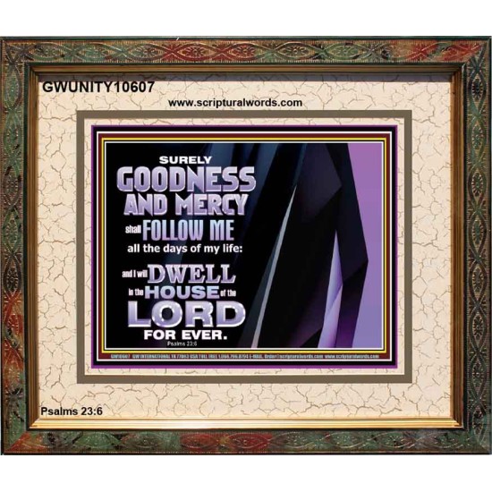 SURELY GOODNESS AND MERCY SHALL FOLLOW ME  Custom Wall Scripture Art  GWUNITY10607  