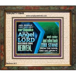 A GREAT EARTHQUAKE AND THE ANGEL OF THE LORD DESCENDED FROM HEAVEN  Unique Scriptural Picture  GWUNITY10645  "25X20"