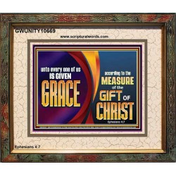 A GIVEN GRACE ACCORDING TO THE MEASURE OF THE GIFT OF CHRIST  Children Room Wall Portrait  GWUNITY10669  