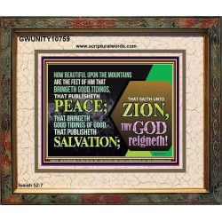 THE FEET OF HIM THAT BRINGETH GOOD TIDINGS  Scripture Art  GWUNITY10759  "25X20"