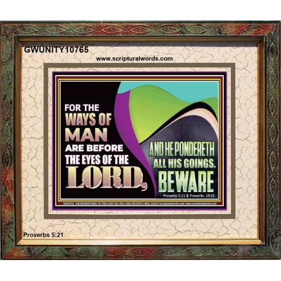 THE WAYS OF MAN ARE BEFORE THE EYES OF THE LORD  Contemporary Christian Wall Art Portrait  GWUNITY10765  