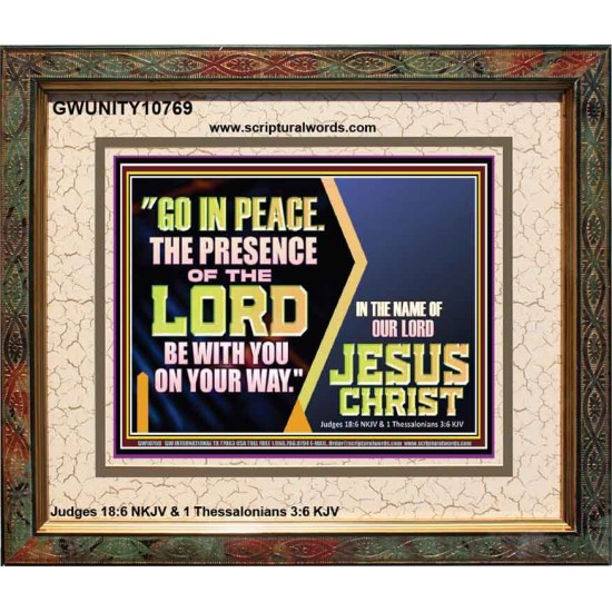 GO IN PEACE THE PRESENCE OF THE LORD BE WITH YOU ON YOUR WAY  Scripture Art Prints Portrait  GWUNITY10769  