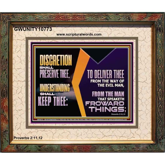 DISCRETION WILL WATCH OVER YOU UNDERSTANDING WILL GUARD YOU  Bible Verses Wall Art  GWUNITY10773  