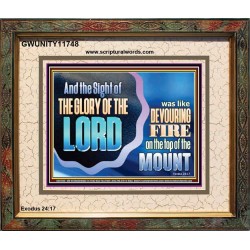 THE SIGHT OF THE GLORY OF THE LORD IS LIKE A DEVOURING FIRE ON THE TOP OF THE MOUNT  Righteous Living Christian Picture  GWUNITY11748  "25X20"