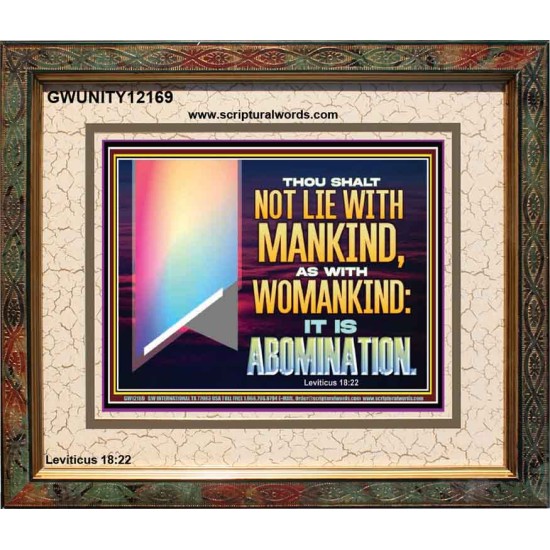 THOU SHALT NOT LIE WITH MANKIND AS WITH WOMANKIND IT IS ABOMINATION  Bible Verse for Home Portrait  GWUNITY12169  