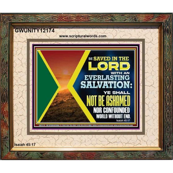 BE SAVED IN THE LORD WITH AN EVERLASTING SALVATION  Printable Bible Verse to Portrait  GWUNITY12174  