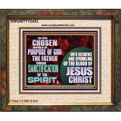 CHOSEN ACCORDING TO THE PURPOSE OF GOD THE FATHER THROUGH SANCTIFICATION OF THE SPIRIT  Church Portrait  GWUNITY12432  "25X20"