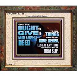 GIVE THE MORE EARNEST HEED  Contemporary Christian Wall Art Portrait  GWUNITY12728  "25X20"