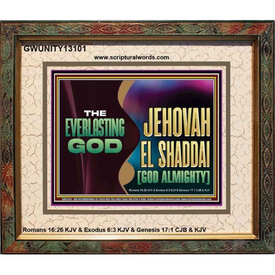 EVERLASTING GOD JEHOVAH EL SHADDAI GOD ALMIGHTY   Christian Artwork Glass Portrait  GWUNITY13101  