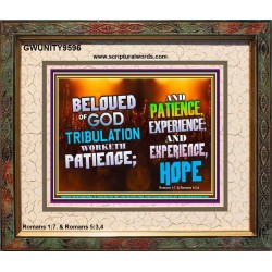 TRIBULATION BRINGS ABOUT PATIENCE EXPERIENCE AND HOPE  Christian Art Work Portrait  GWUNITY9596  