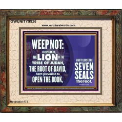 WEEP NOT THE LAMB OF GOD HAS PREVAILED  Christian Art Portrait  GWUNITY9926  "25X20"