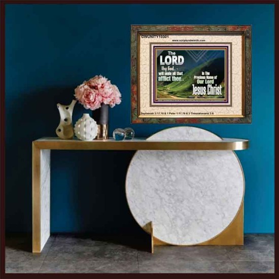 THE LORD WILL UNDO ALL THY AFFLICTIONS  Custom Wall Scriptural Art  GWUNITY10301  