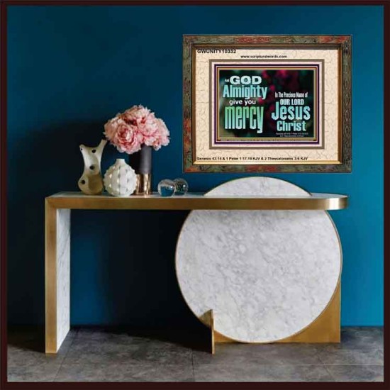 GOD ALMIGHTY GIVES YOU MERCY  Bible Verse for Home Portrait  GWUNITY10332  