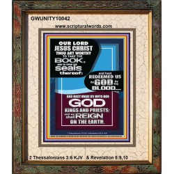 HAS REDEEMED US TO GOD BY THE BLOOD OF THE LAMB  Modern Art Portrait  GWUNITY10042  "20X25"
