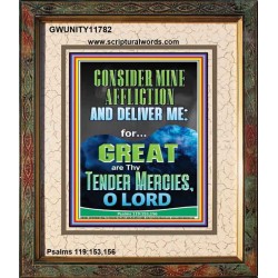 CONSIDER MINE AFFLICTION O LORD MY GOD  Christian Quote Portrait  GWUNITY11782  "20X25"