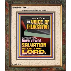 SACRIFICE THE VOICE OF THANKSGIVING  Custom Wall Scripture Art  GWUNITY11832  "20X25"