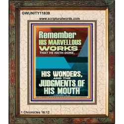 HIS MARVELLOUS WONDERS AND THE JUDGEMENTS OF HIS MOUTH  Custom Modern Wall Art  GWUNITY11839  "20X25"