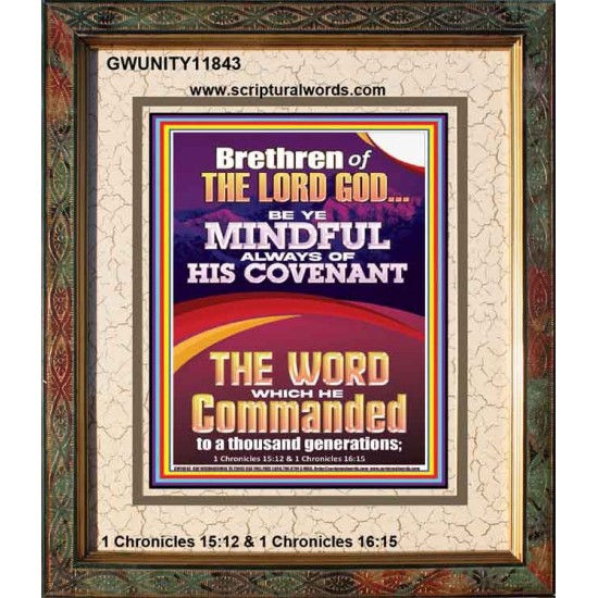 BE YE MINDFUL ALWAYS OF HIS COVENANT  Unique Bible Verse Portrait  GWUNITY11843  