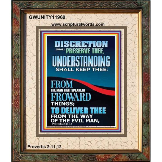 DISCRETION SHALL PRESERVE THEE UNDERSTANDING SHALL KEEP THEE  Bible Verse Art Prints  GWUNITY11969  