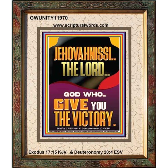 JEHOVAH NISSI THE LORD WHO GIVE YOU VICTORY  Bible Verses Art Prints  GWUNITY11970  