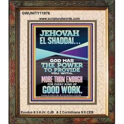 JEHOVAH EL SHADDAI THE GREAT PROVIDER  Scriptures Décor Wall Art  GWUNITY11976  "20X25"