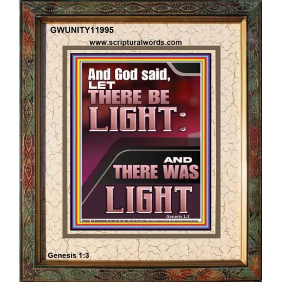 AND GOD SAID LET THERE BE LIGHT  Christian Quotes Portrait  GWUNITY11995  