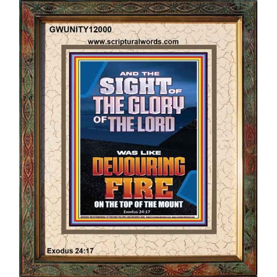 THE SIGHT OF THE GLORY OF THE LORD WAS LIKE DEVOURING FIRE  Christian Paintings  GWUNITY12000  