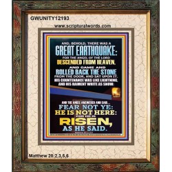 THERE WAS A GREAT EARTHQUAKE AND THE ANGEL OF THE LORD DESCENDED FROM HEAVEN  Bible Verses to Encourage  Portrait  GWUNITY12193  "20X25"