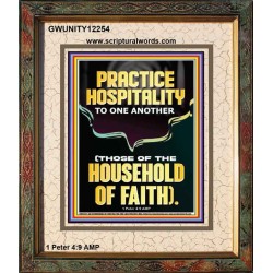 PRACTICE HOSPITALITY TO ONE ANOTHER  Contemporary Christian Wall Art Portrait  GWUNITY12254  "20X25"