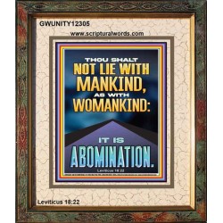 NEVER LIE WITH MANKIND AS WITH WOMANKIND IT IS ABOMINATION  Décor Art Works  GWUNITY12305  "20X25"