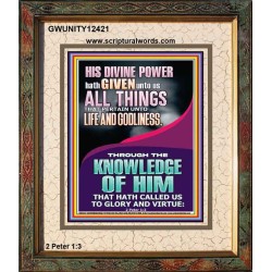 HIS DIVINE POWERS HATH GIVEN UNTO US ALL THINGS  Eternal Power Picture  GWUNITY12421  "20X25"