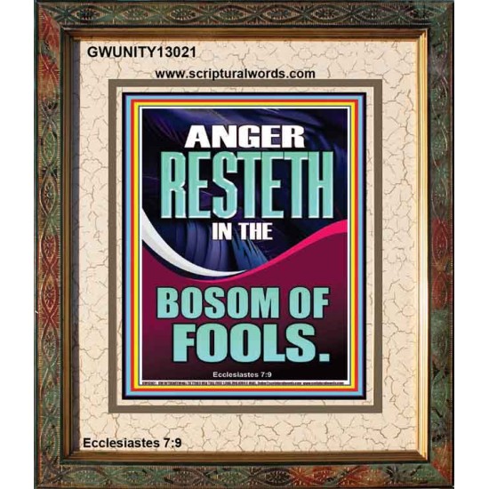 ANGER RESTETH IN THE BOSOM OF FOOLS  Encouraging Bible Verse Portrait  GWUNITY13021  