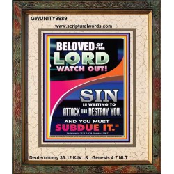 BELOVED WATCH OUT SIN IS ROARING AT YOU  Sanctuary Wall Portrait  GWUNITY9989  "20X25"