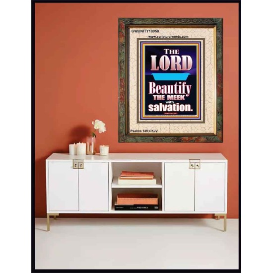 THE MEEK IS BEAUTIFY WITH SALVATION  Scriptural Prints  GWUNITY10058  