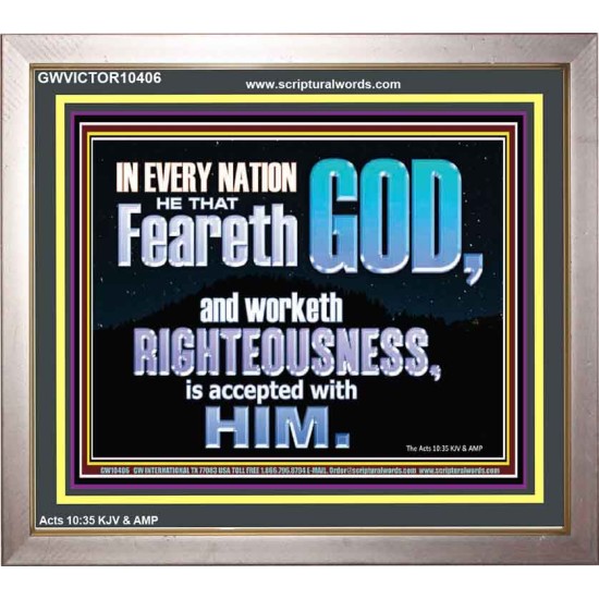 FEAR GOD AND WORKETH RIGHTEOUSNESS  Sanctuary Wall Portrait  GWVICTOR10406  