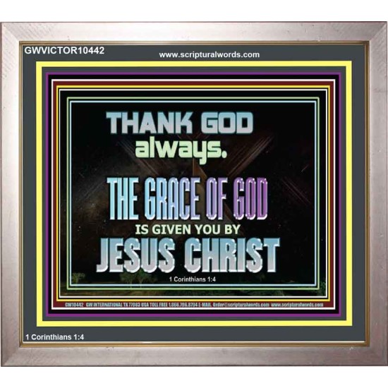 THANKING GOD ALWAYS OPENS GREATER DOOR  Scriptural Décor Portrait  GWVICTOR10442  