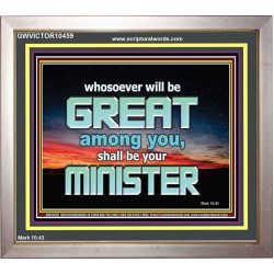 HUMILITY AND SERVICE BEFORE GREATNESS  Encouraging Bible Verse Portrait  GWVICTOR10459  "16X14"